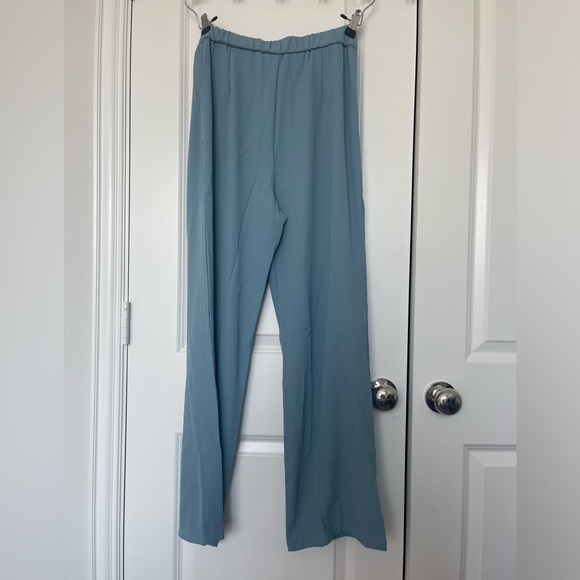 Halara High Waisted Tie Side invisible Zipper Wide Leg Work Pant in Light Blue - Picture 7 of 7
